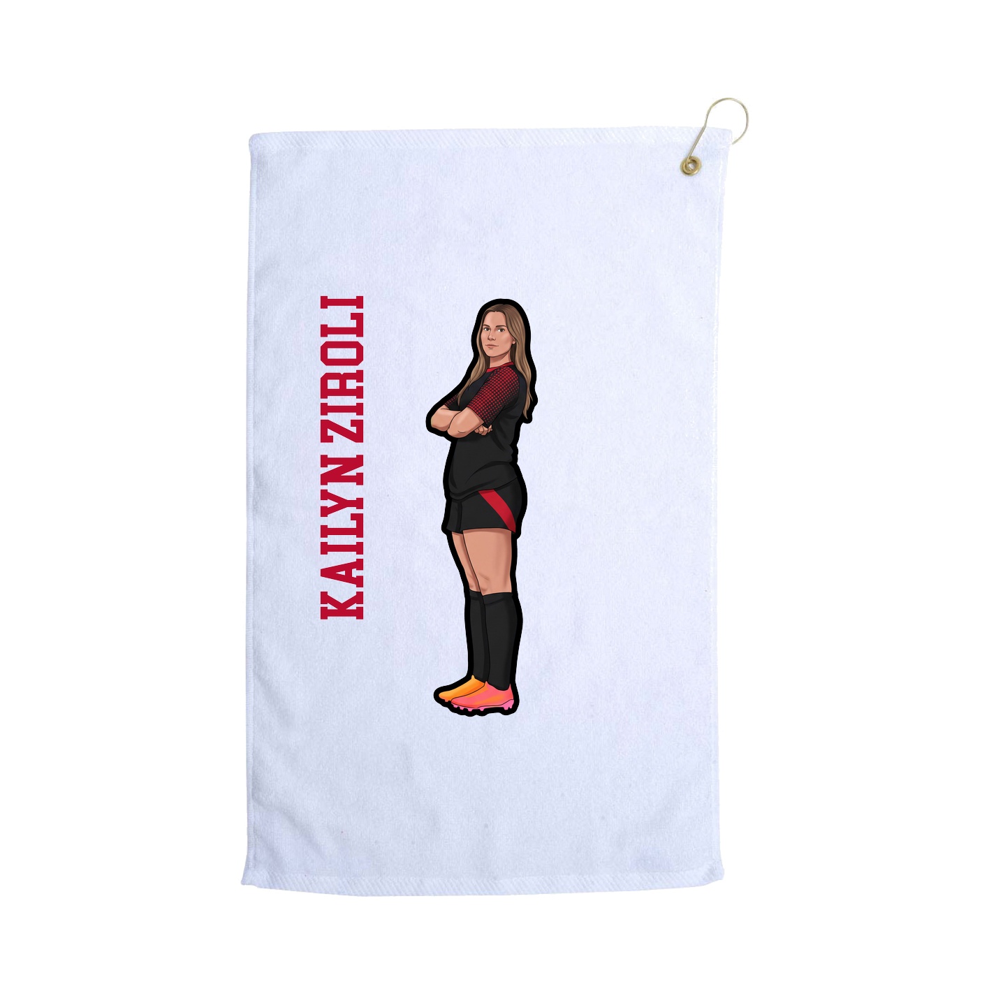 Golf Towel — Name Vertical in White