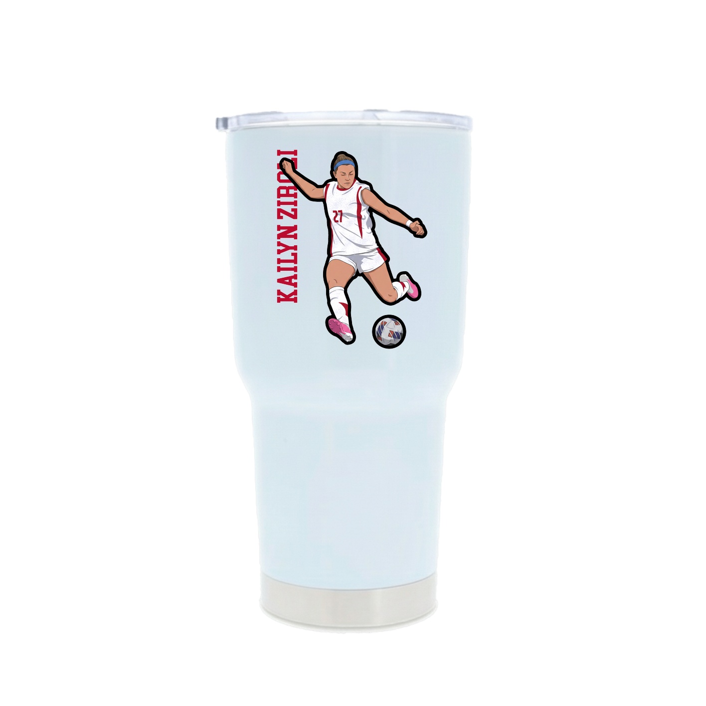 30oz Stainless Steel Tumbler — Name Vertical in White