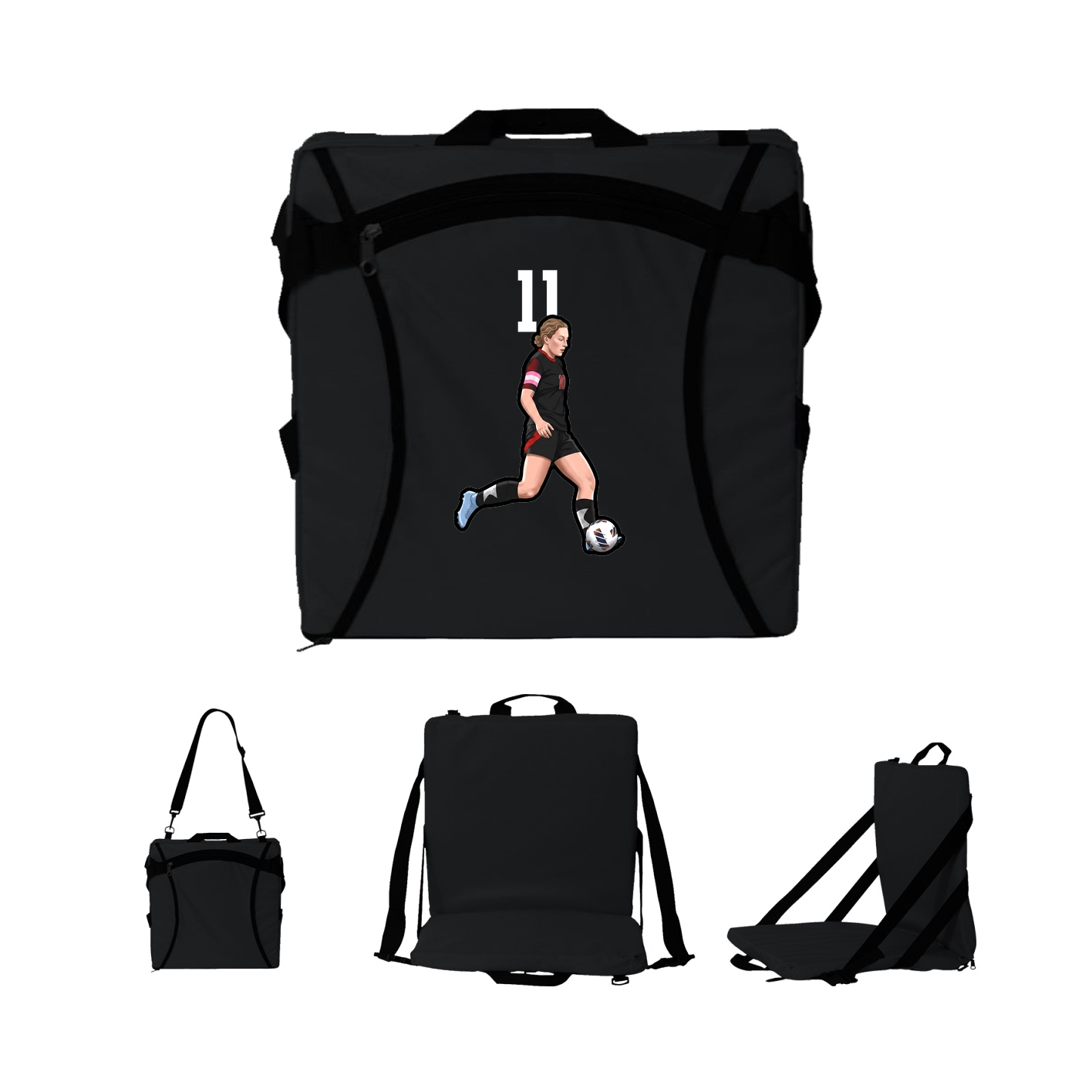 Folding Stadium Seat — Number Top in Black