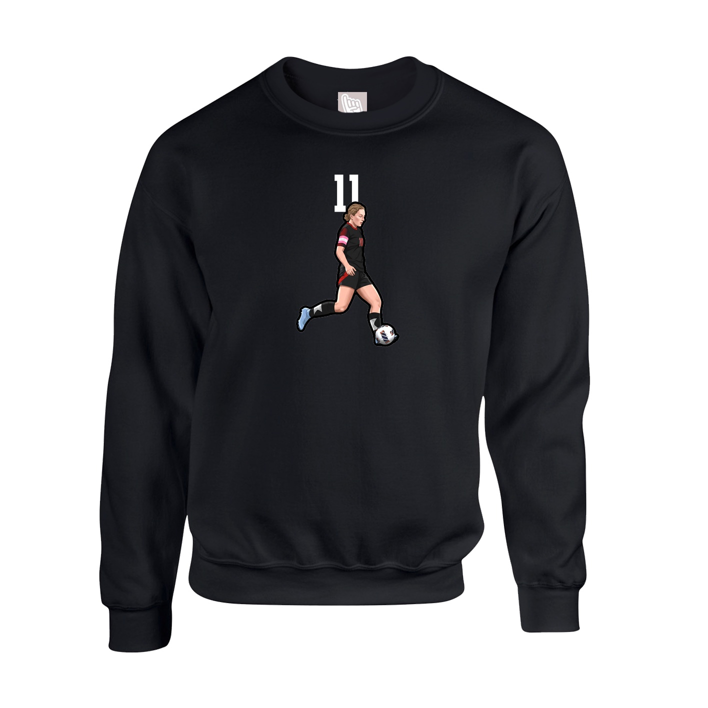 Fleece Crew — Number Top in Black