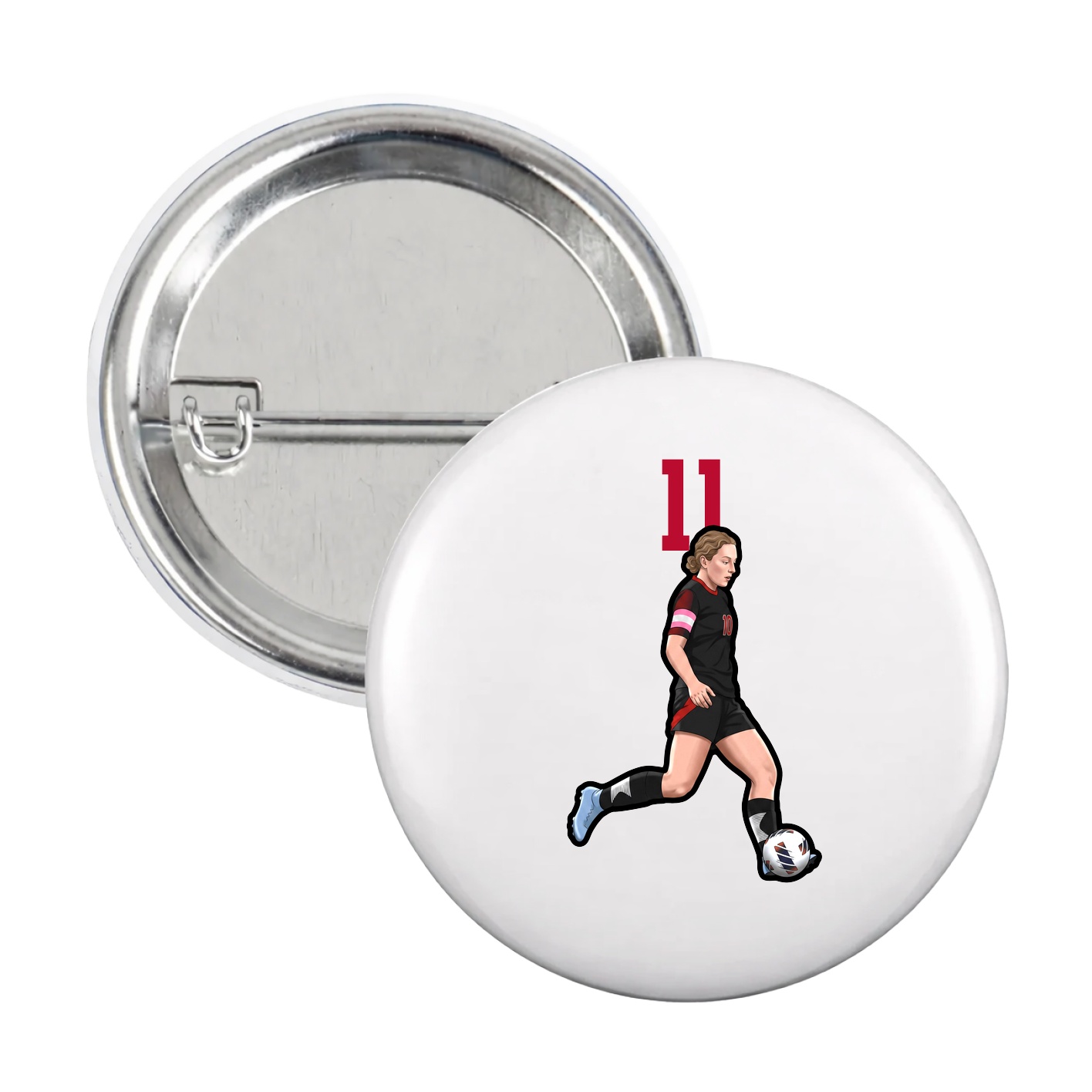 Game Day Button — Number Top in White
