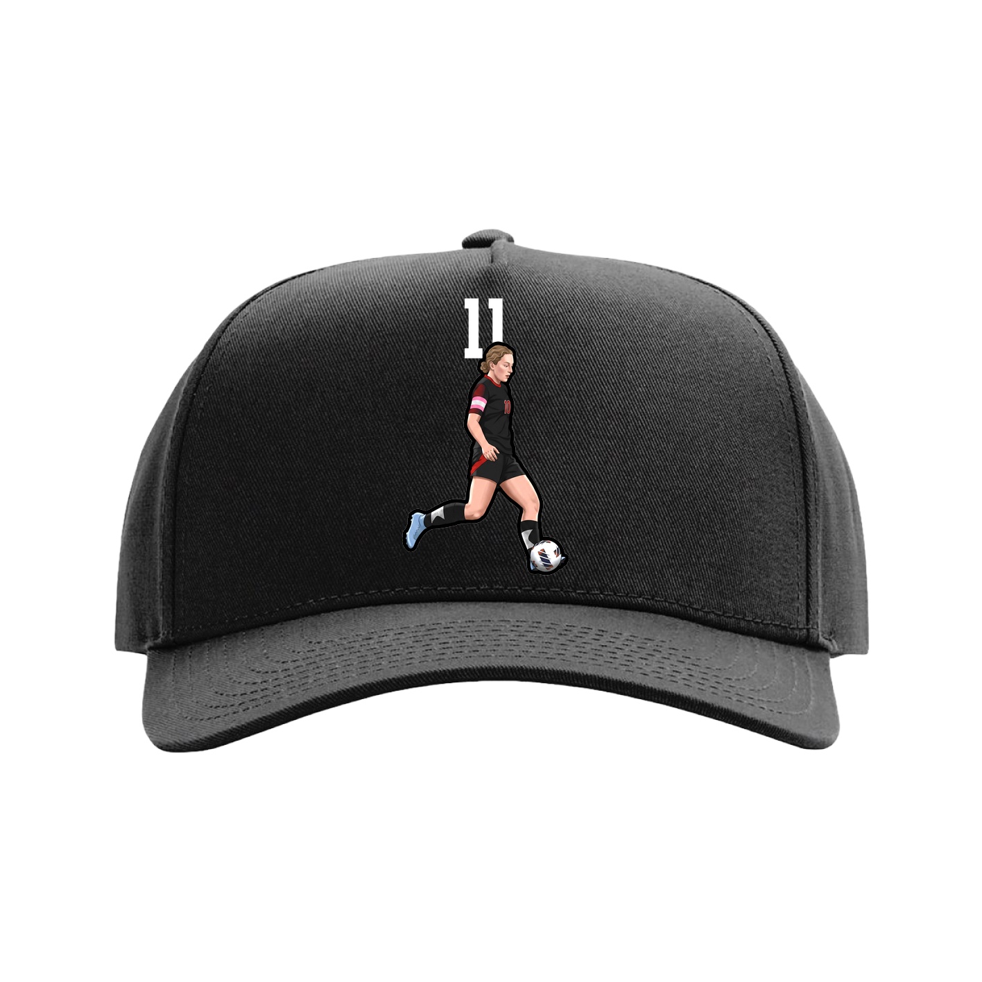 Full Fabric Five-Panel Champ Cap — Number Top in Black