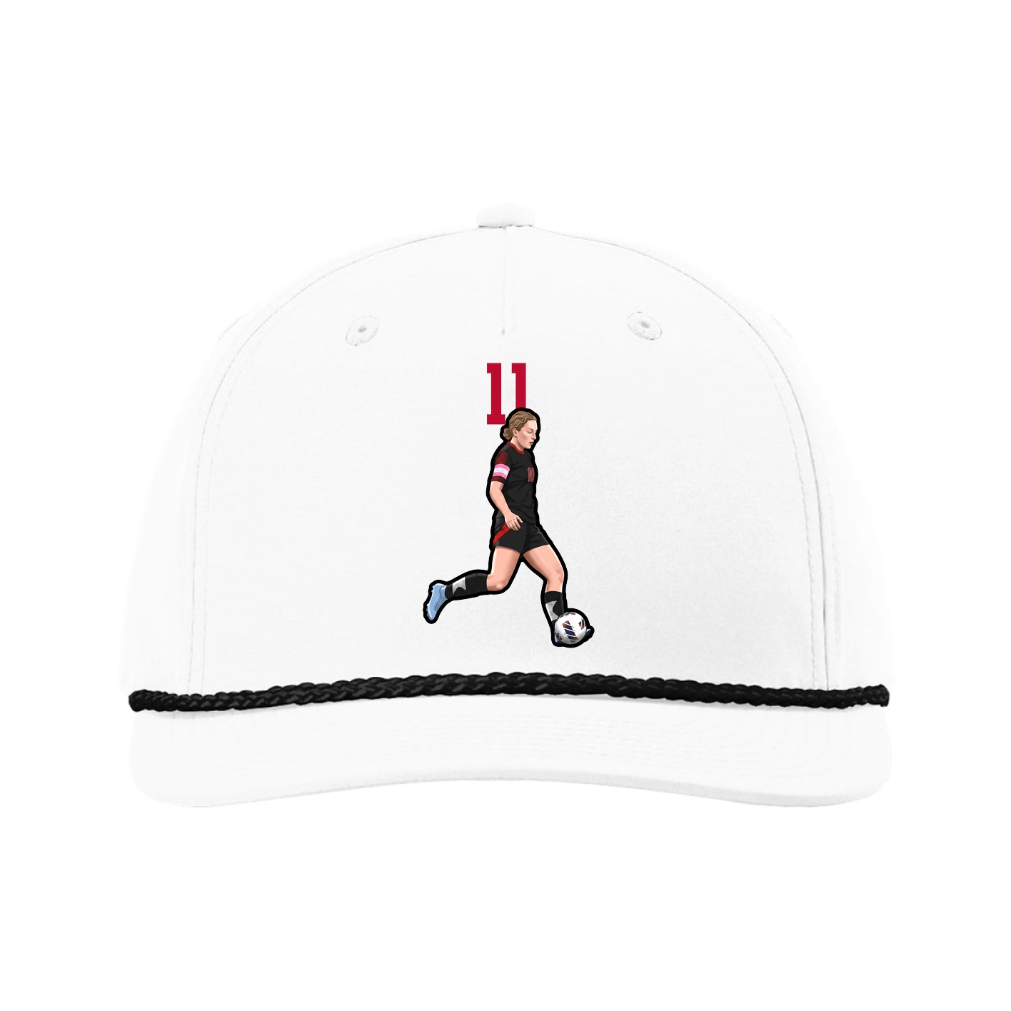 Five-Panel Classic Rope Cap — Number Top in White
