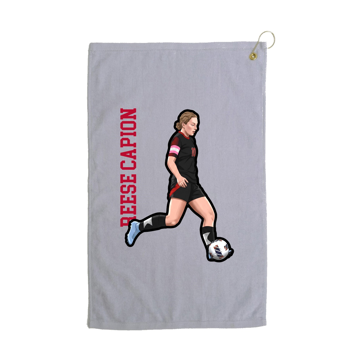 Golf Towel — Name Vertical in Grey