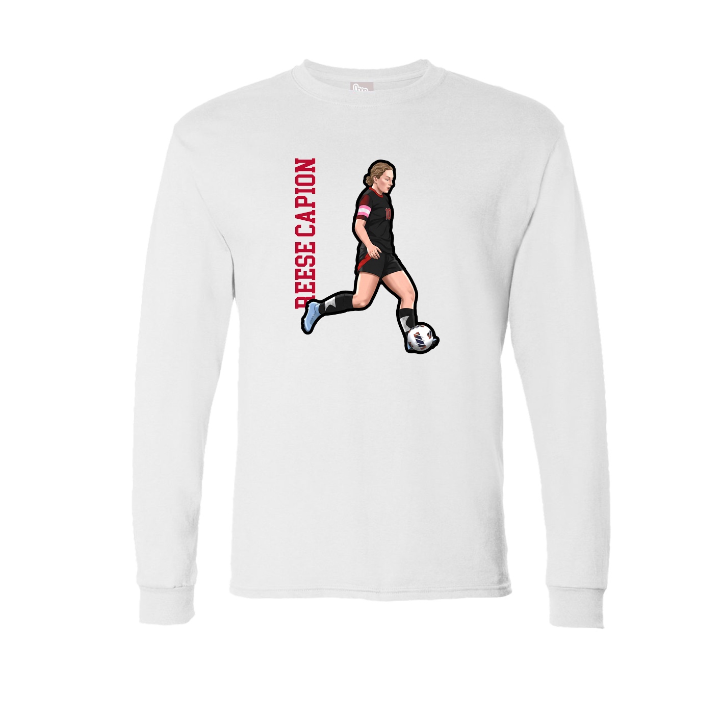 Long Sleeve Tee — Name Vertical in White