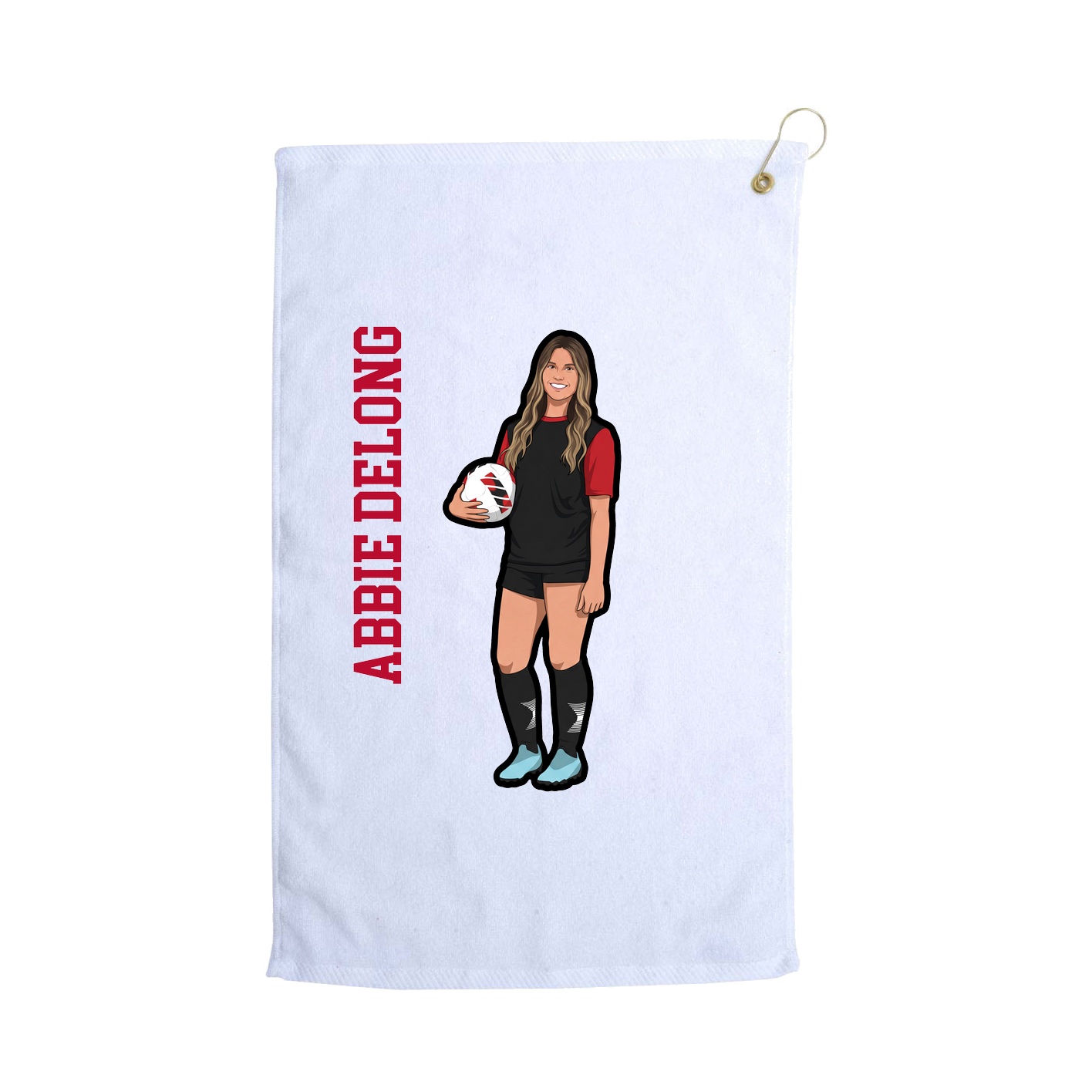 Golf Towel — Name Vertical in White