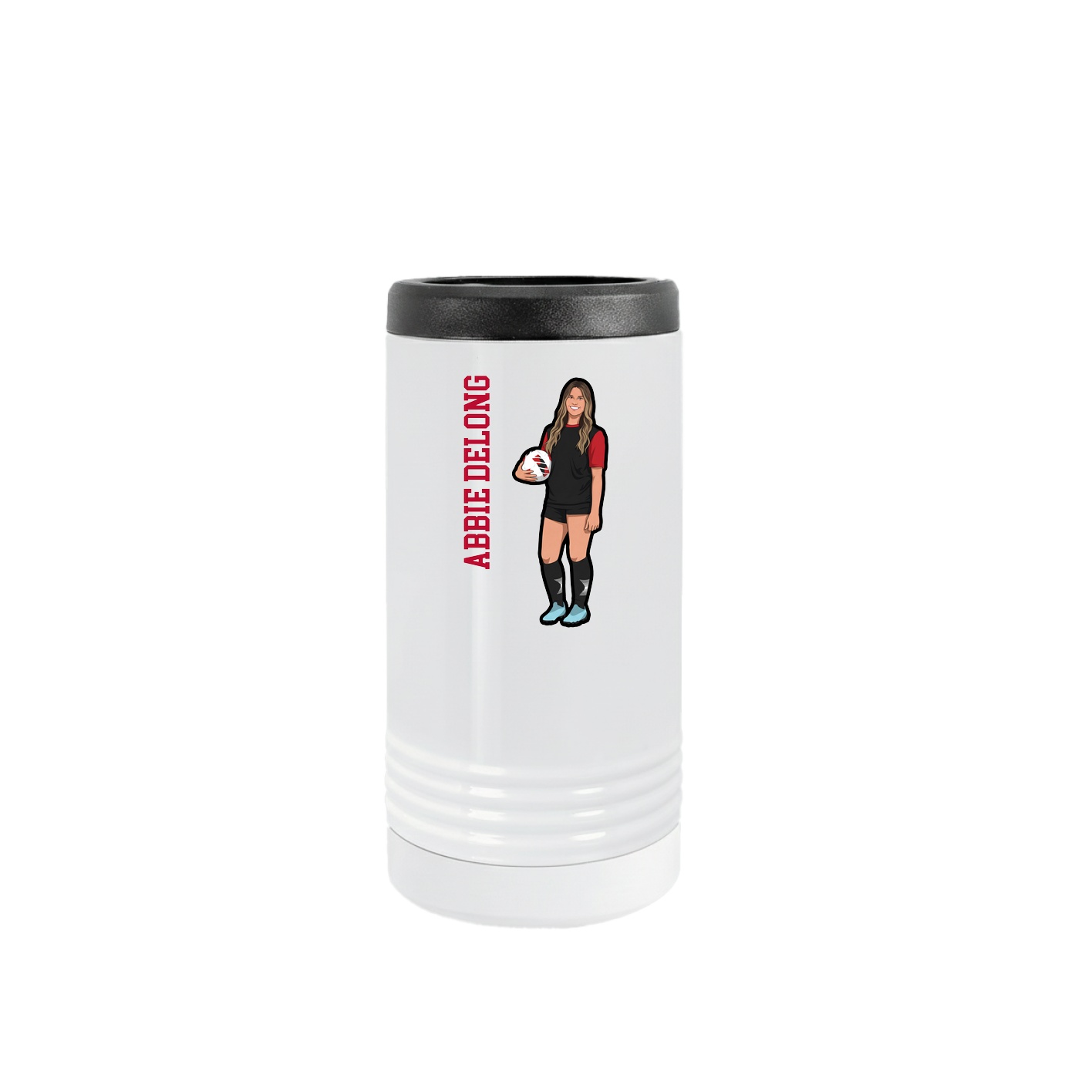 Slim Beverage Holder — Name Vertical in White