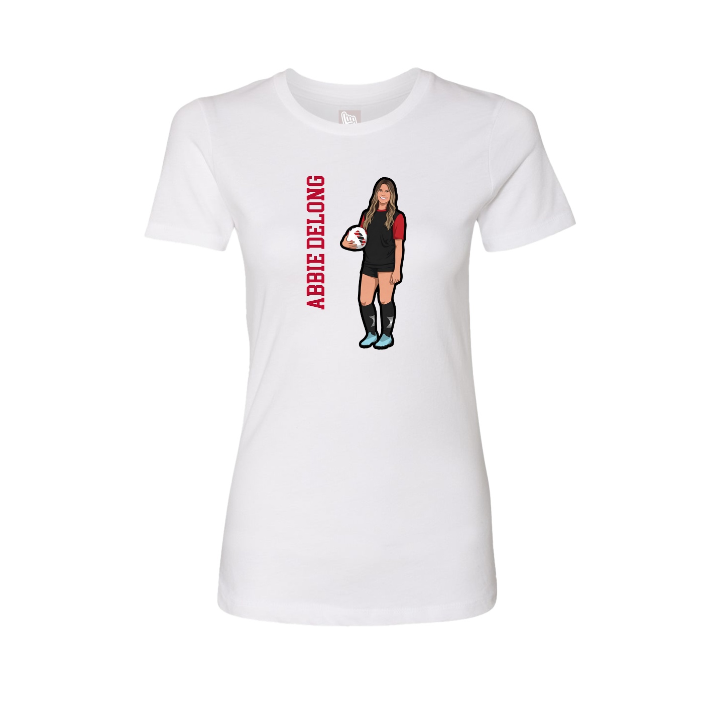 Fitted Women's Tee — Name Vertical in White