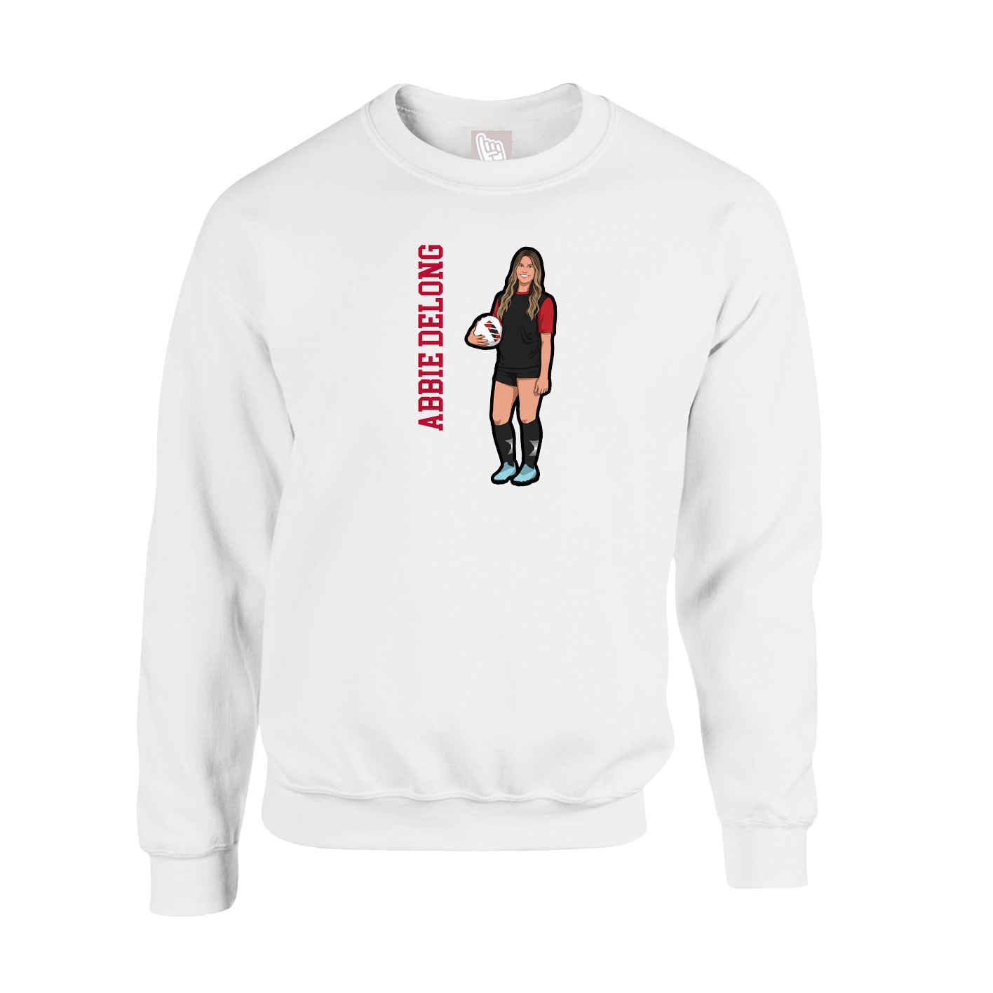 Fleece Crew — Name Vertical in White