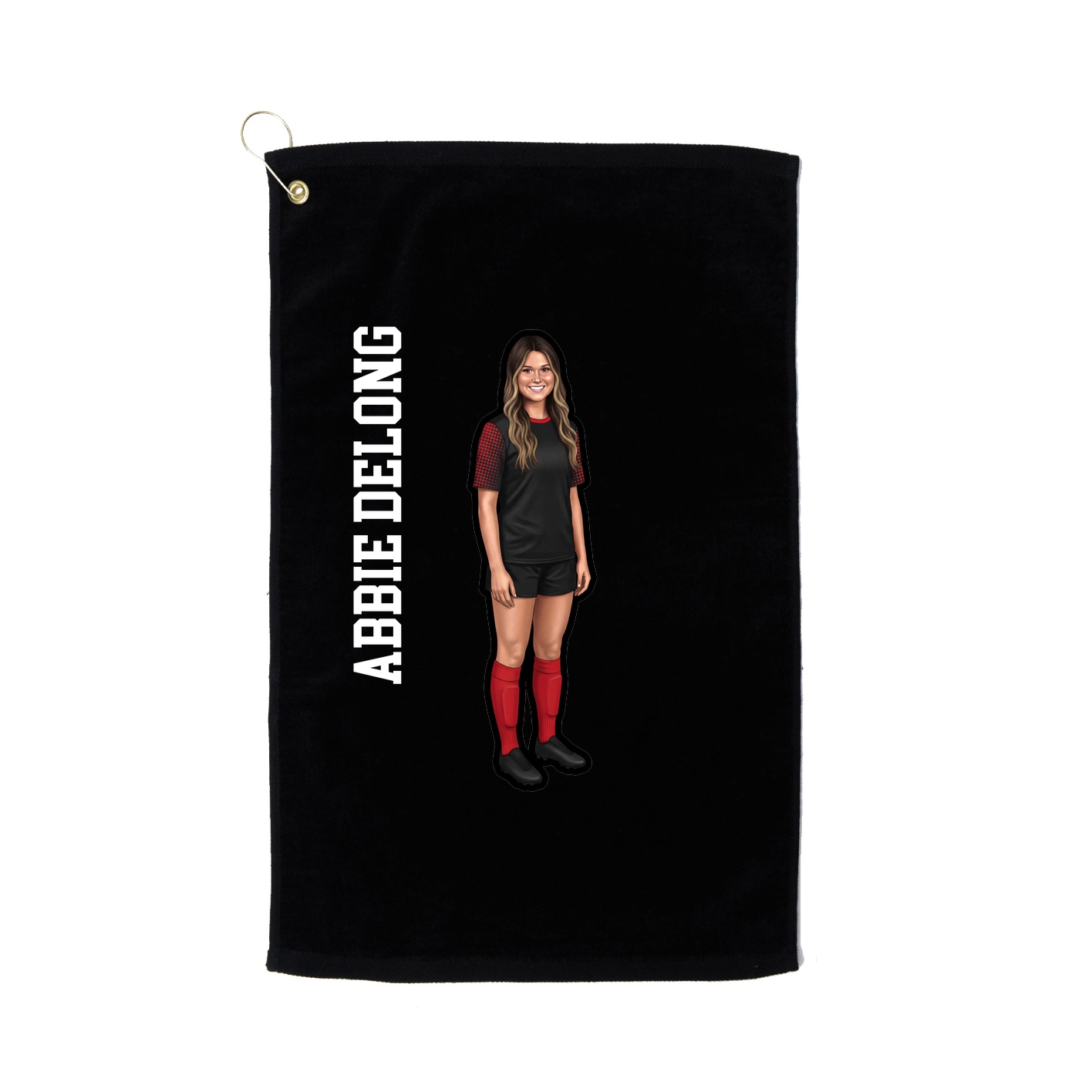 Golf Towel — Name Vertical in Black