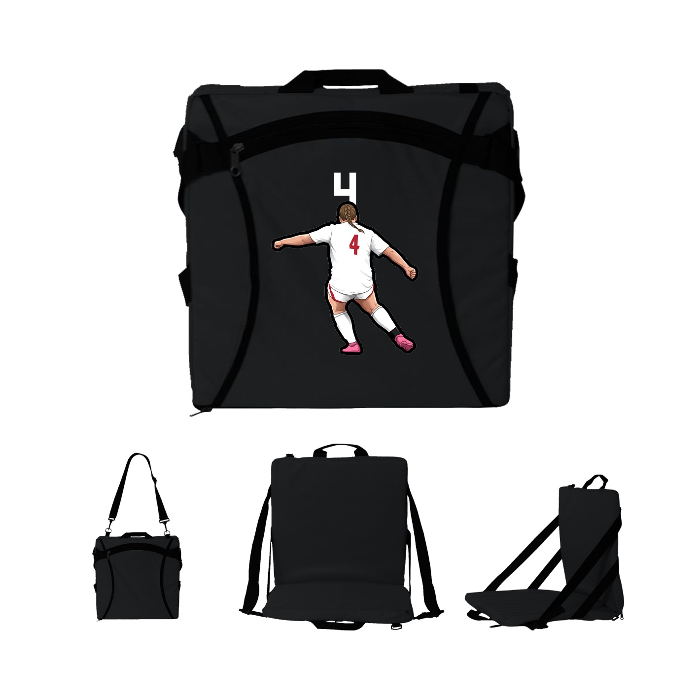 Folding Stadium Seat — Number Top in Black