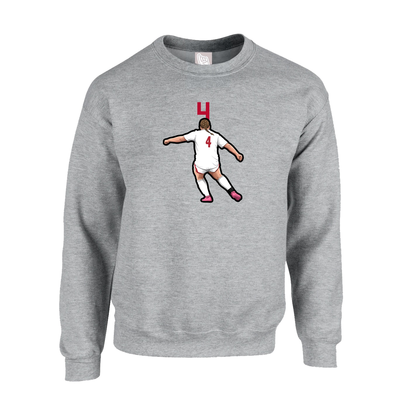 Fleece Crew — Number Top in Grey
