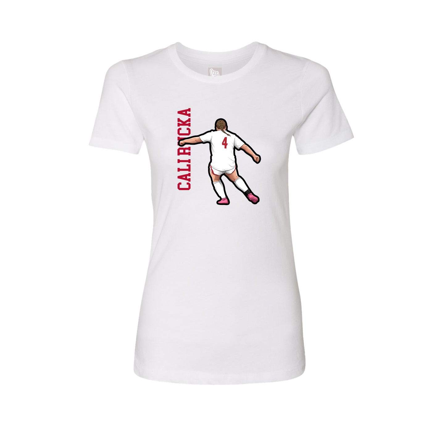 Fitted Women's Tee — Name Vertical in White