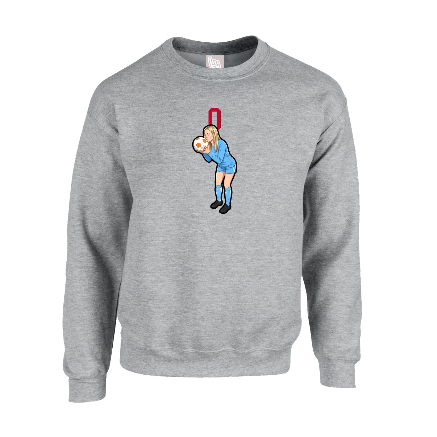 Fleece Crew — Number Top in Grey