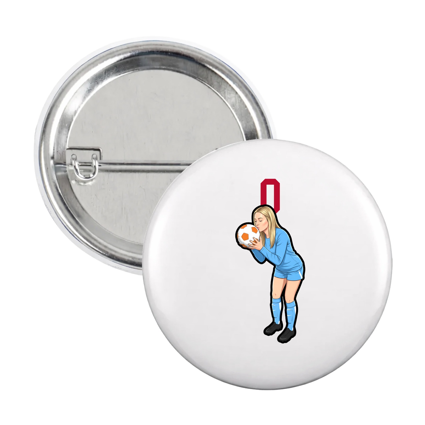 Game Day Button — Number Top in White