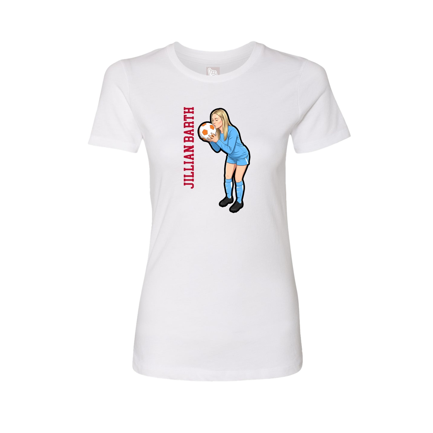 Fitted Women's Tee — Name Vertical in White
