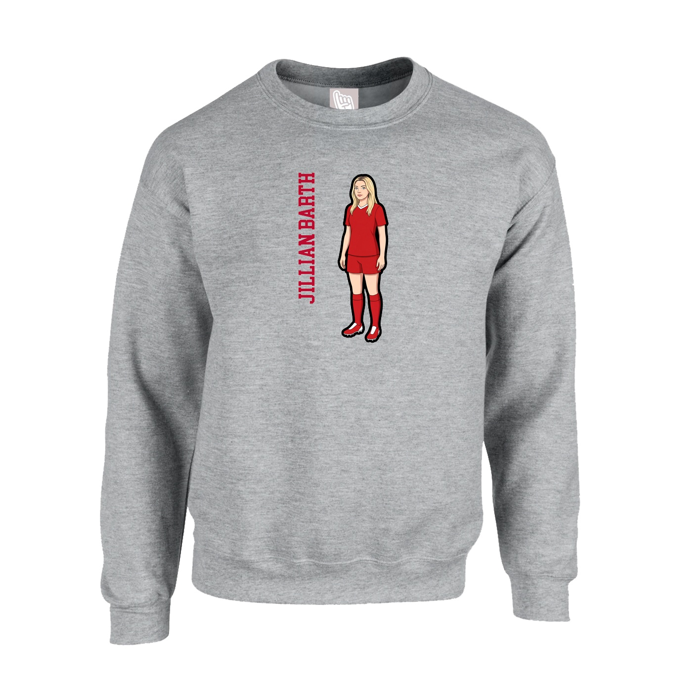 Fleece Crew — Name Vertical in Grey