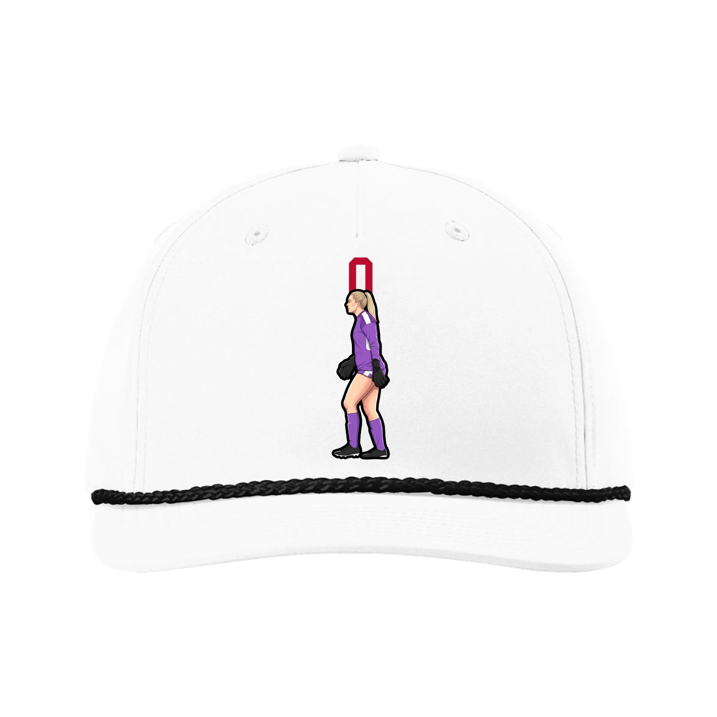 Five-Panel Classic Rope Cap — Number Top in White