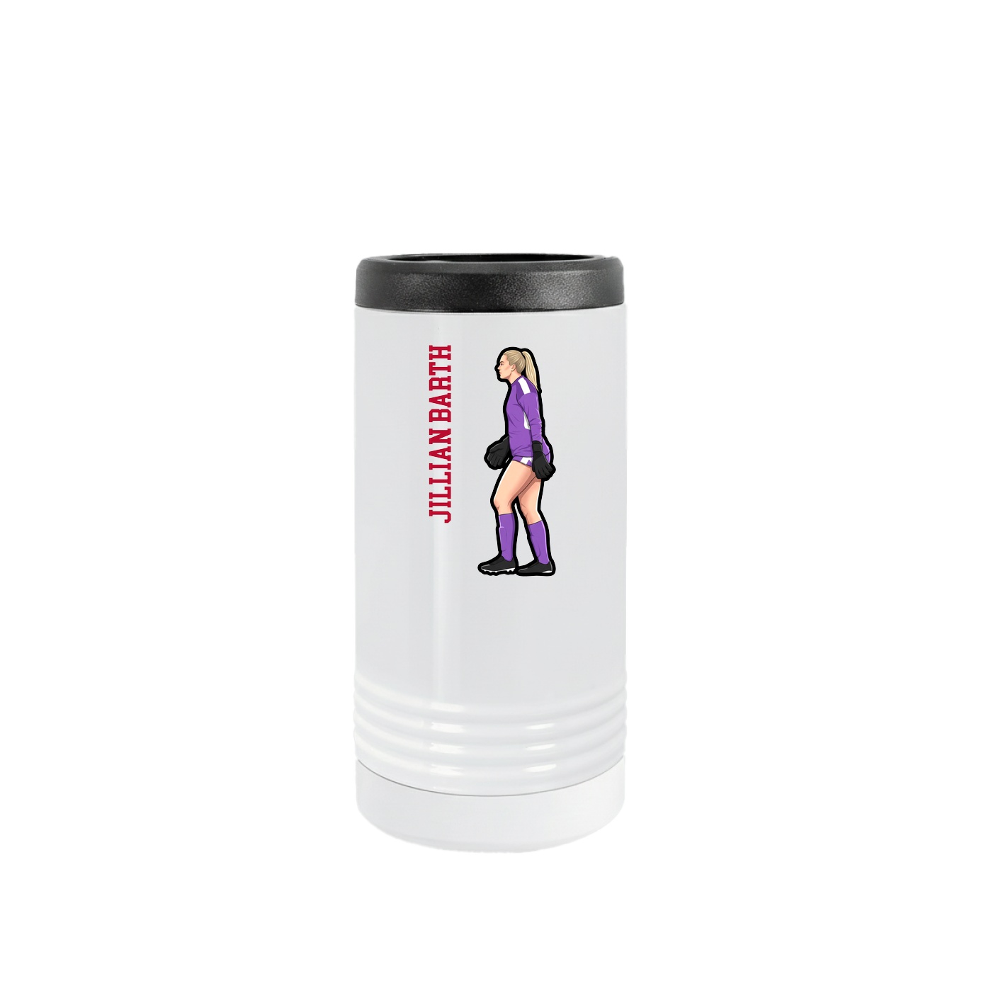 Slim Beverage Holder — Name Vertical in White