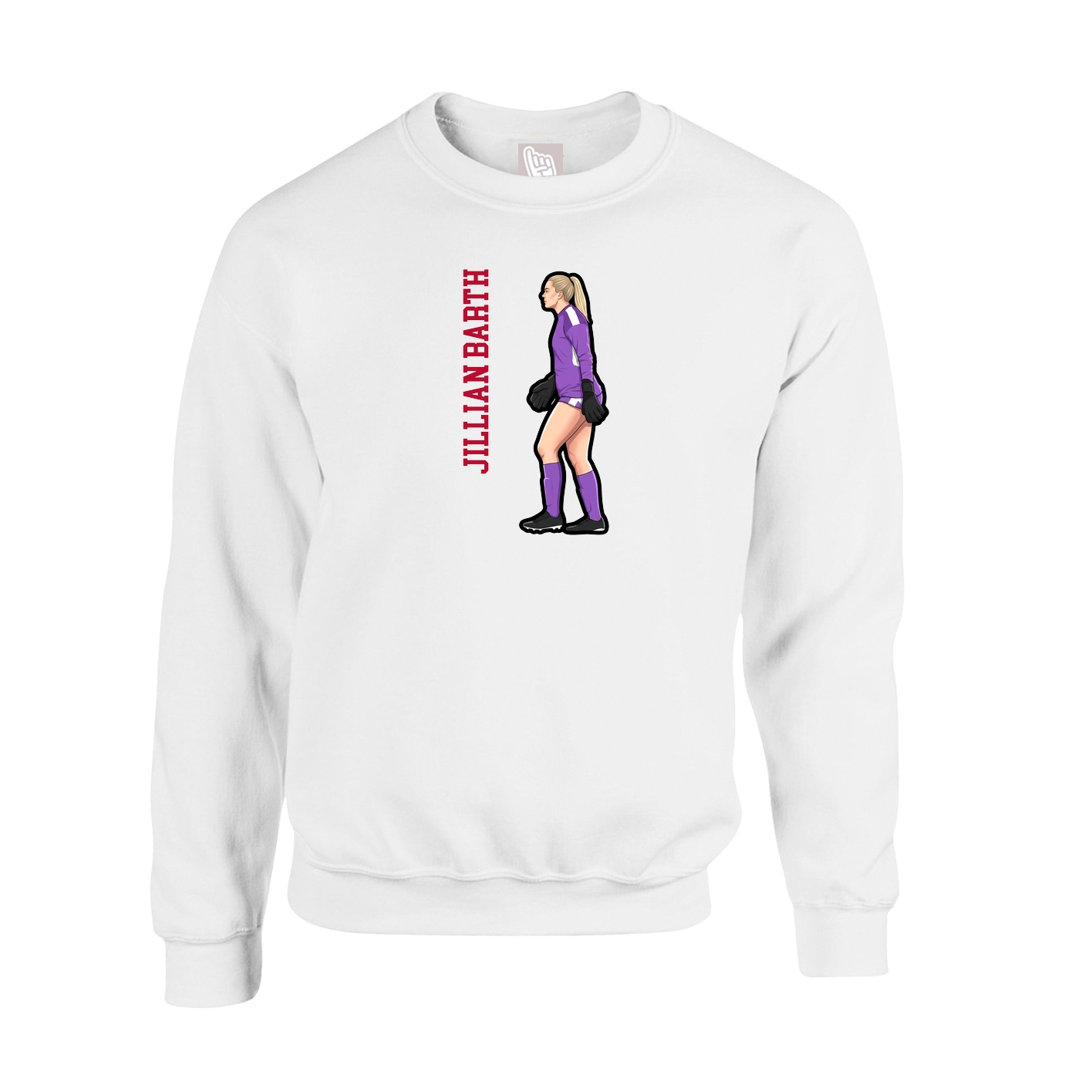 Fleece Crew — Name Vertical in White