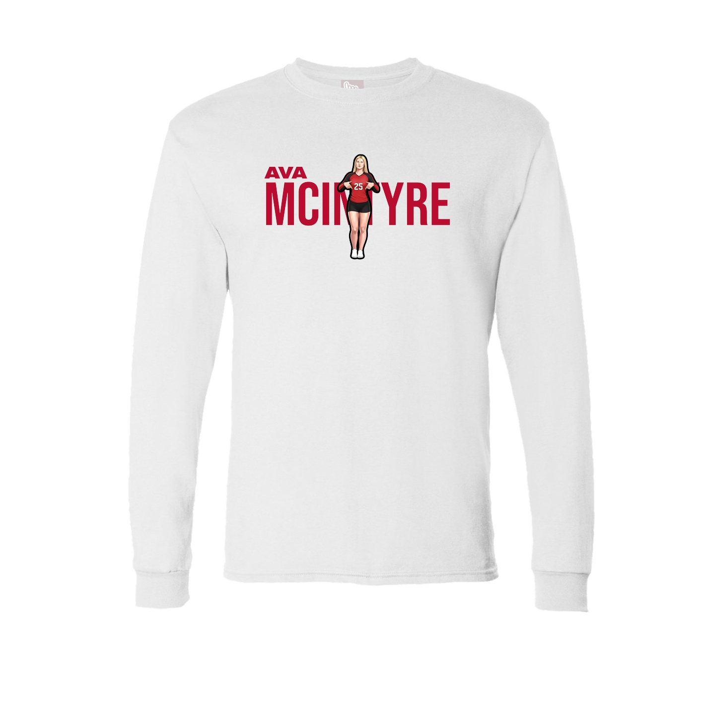 Long Sleeve Tee — Player Name in White