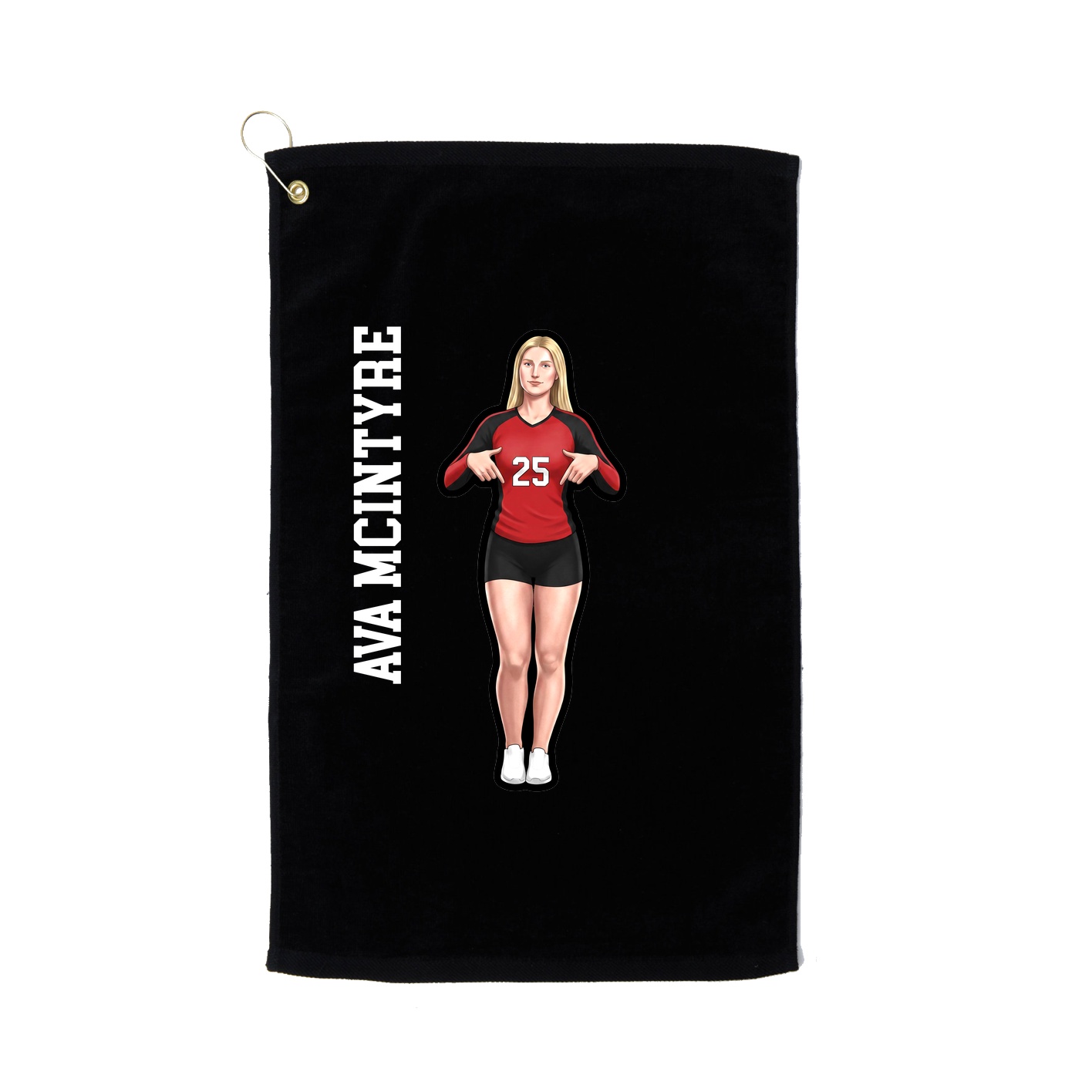 Golf Towel — Name Vertical in Black