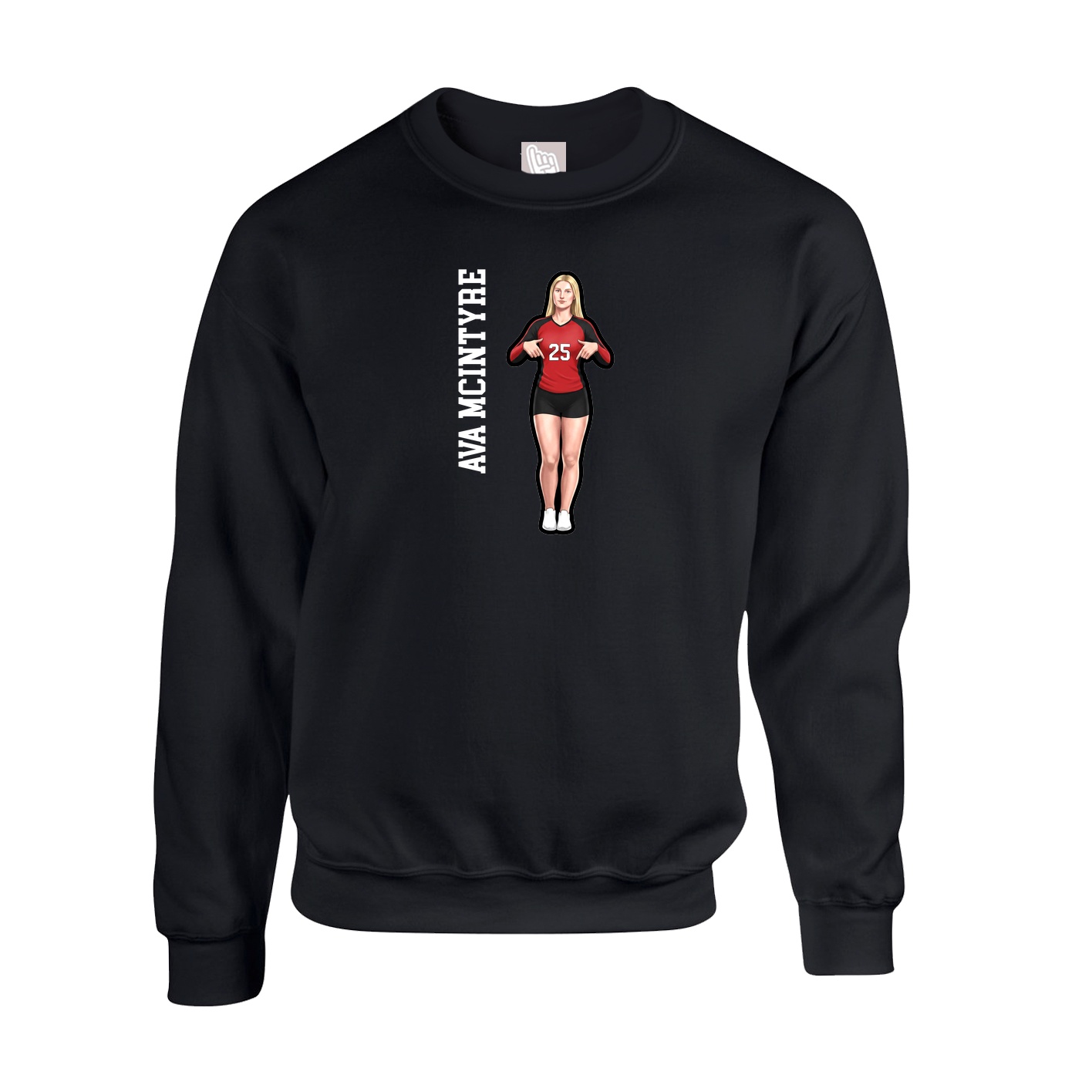 Fleece Crew — Name Vertical in Black