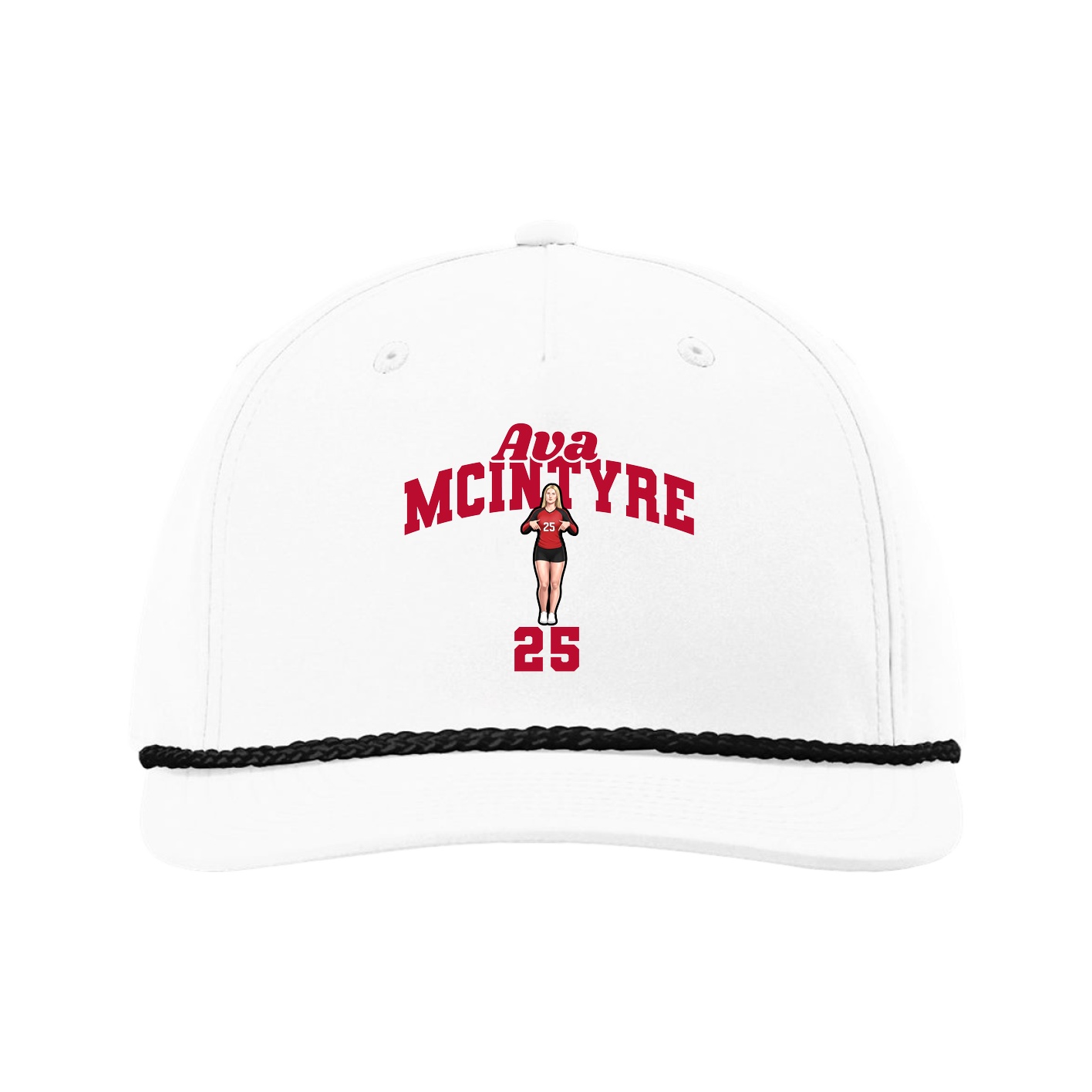Five-Panel Classic Rope Cap — Signature Arch in White