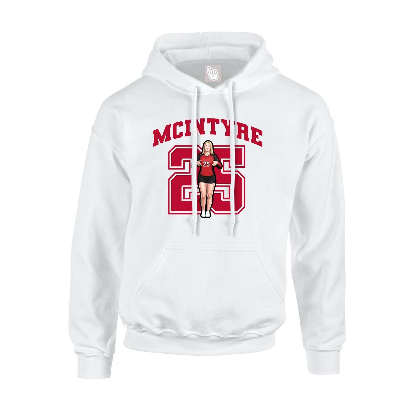 Hoodie — Number in White