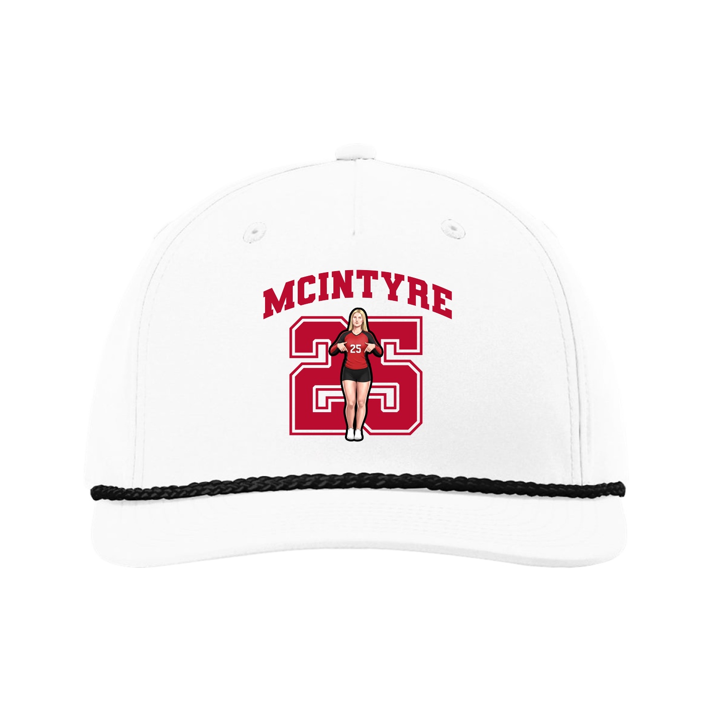 Five-Panel Classic Rope Cap — Number in White