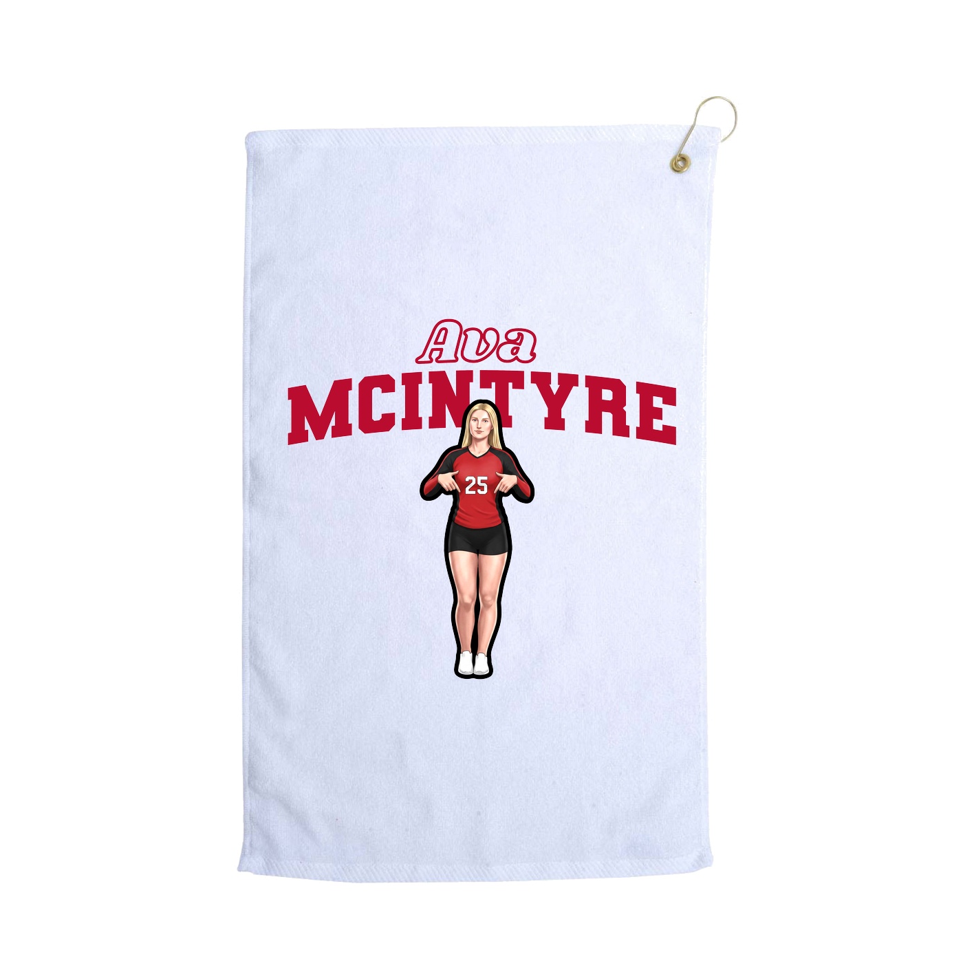 Golf Towel — Name Arch in White