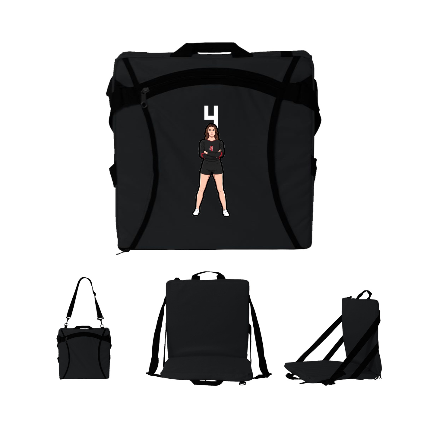 Folding Stadium Seat — Number Top in Black