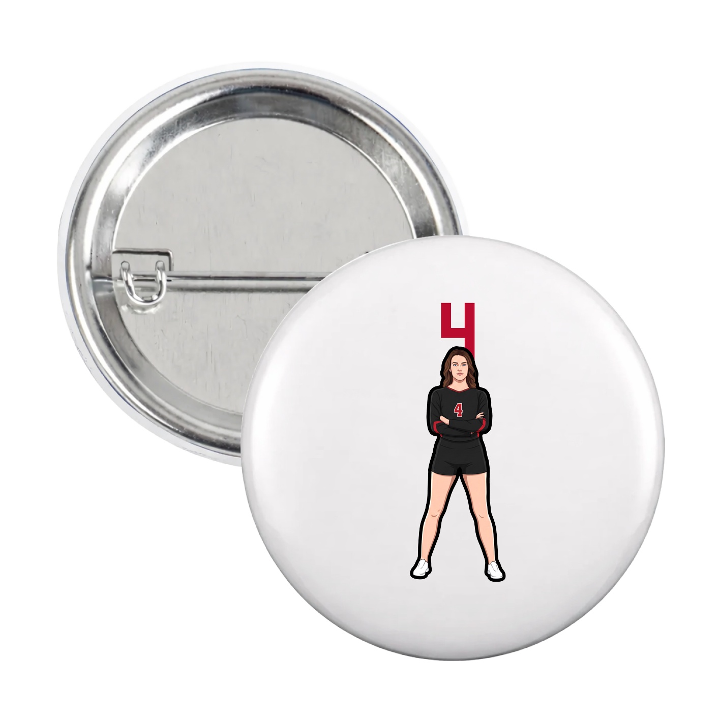 Game Day Button — Number Top in White