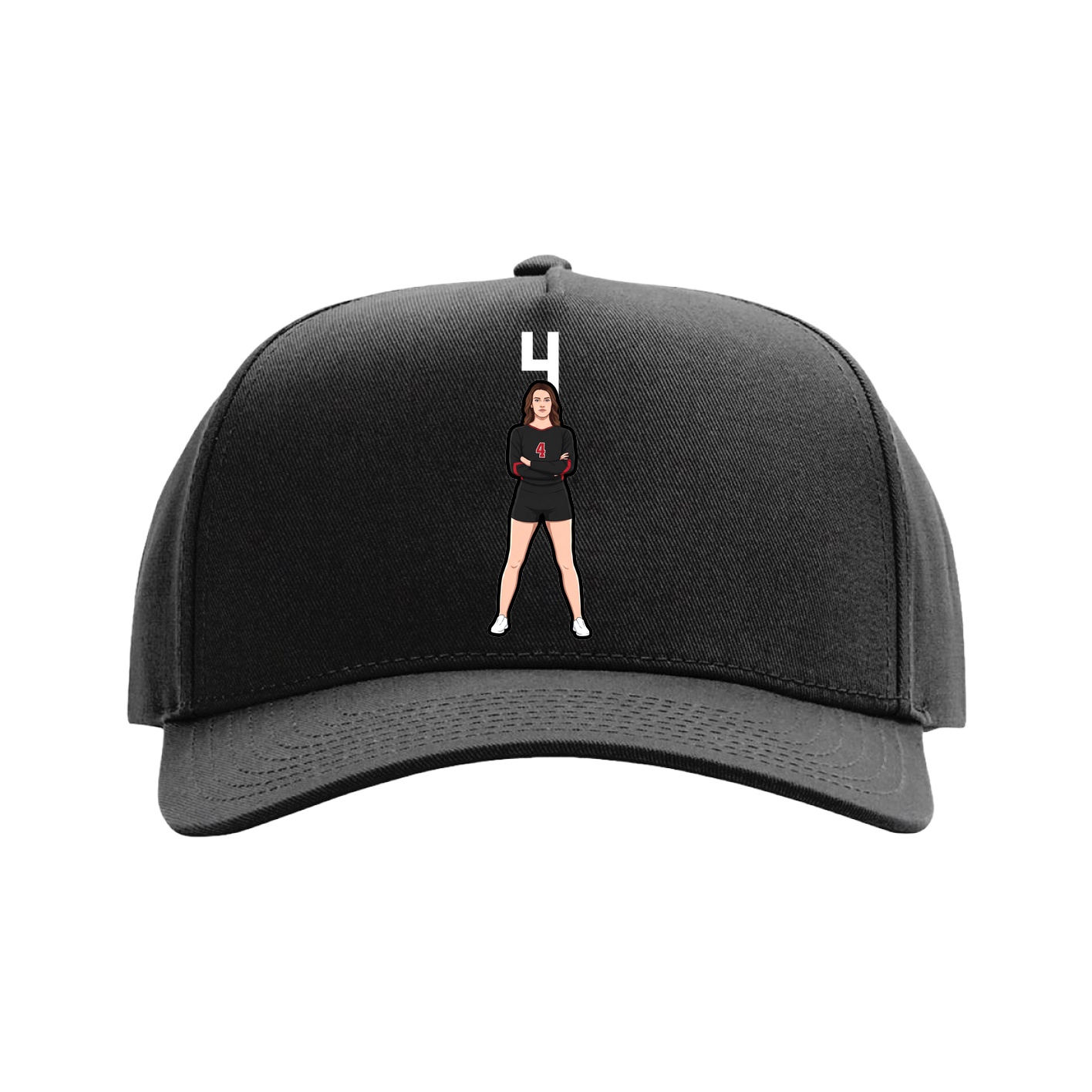 Full Fabric Five-Panel Champ Cap — Number Top in Black