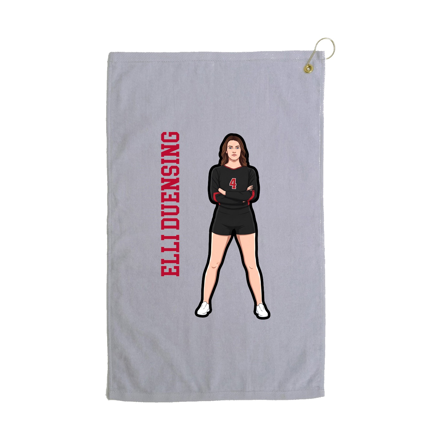 Golf Towel — Name Vertical in Grey