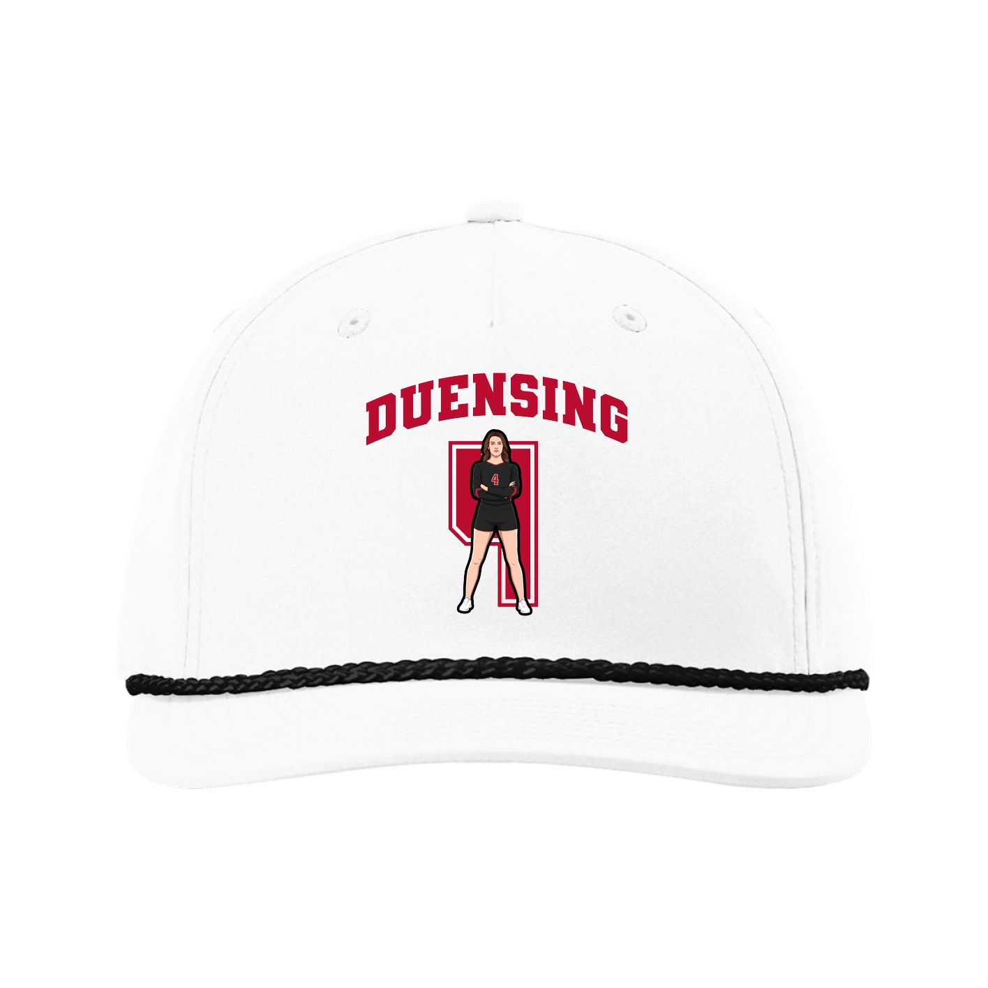 Five-Panel Classic Rope Cap — Number in White