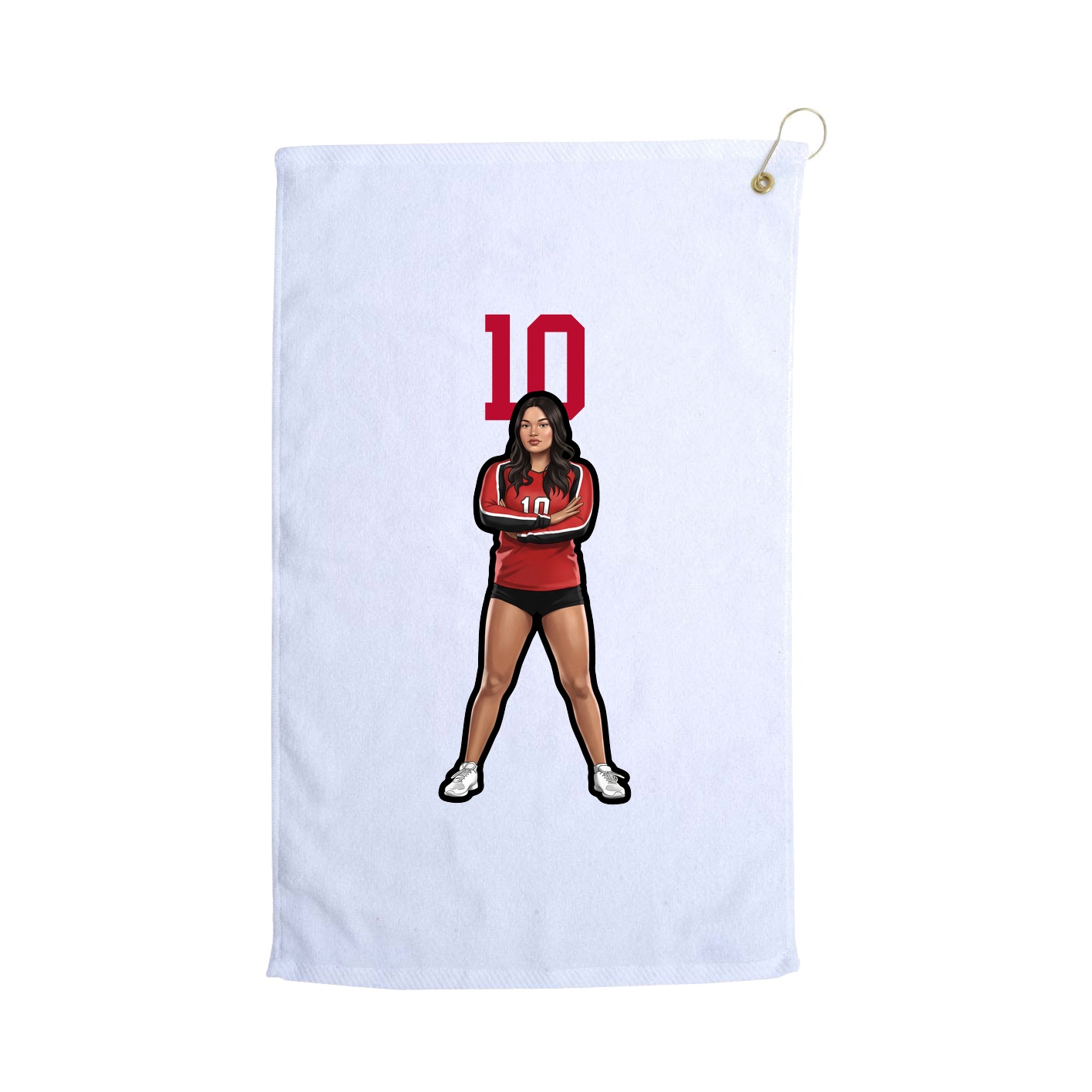 Golf Towel — Number Top in White