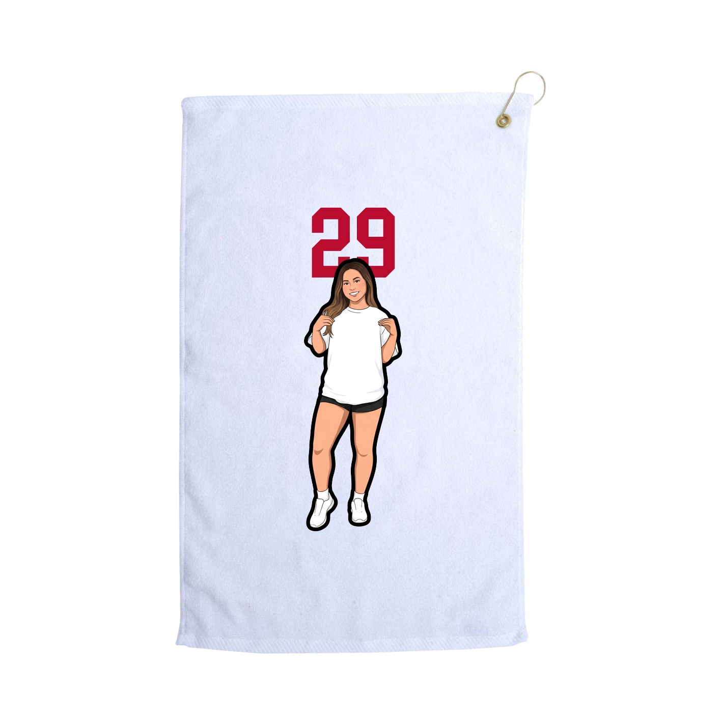 Golf Towel — Number Top in White