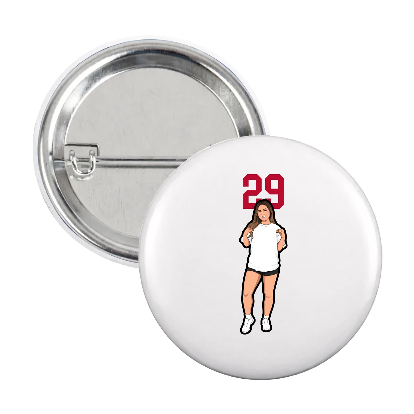 Game Day Button — Number Top in White