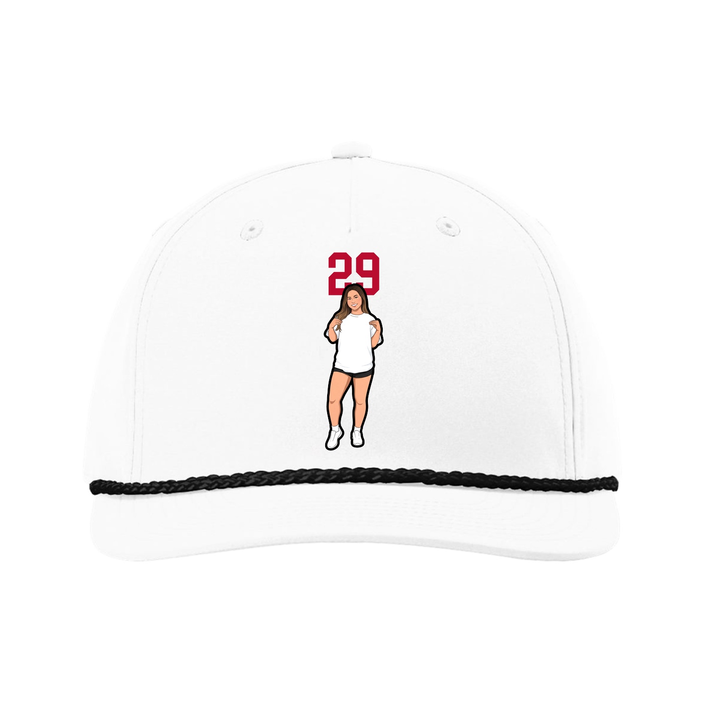 Five-Panel Classic Rope Cap — Number Top in White