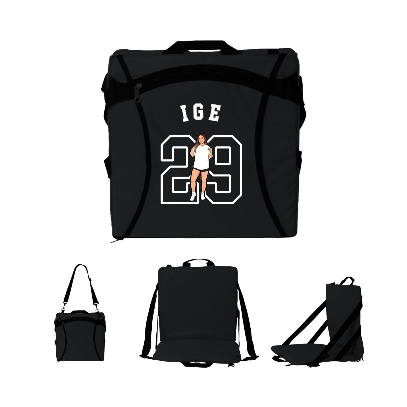 Folding Stadium Seat — Shirsey Arch in Black