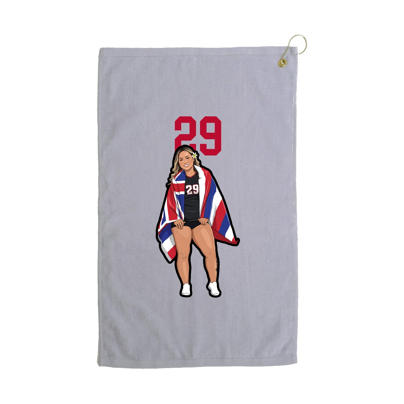 Golf Towel — Number Top in Grey