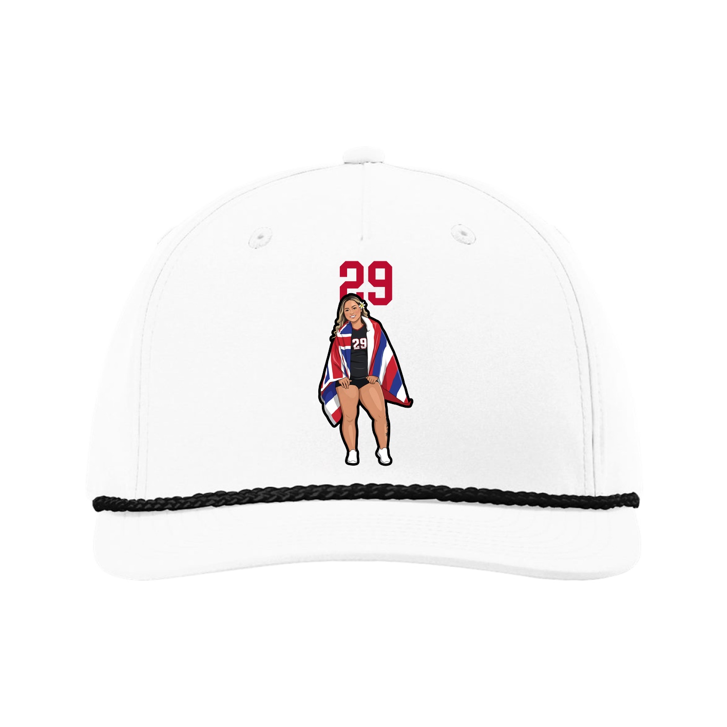 Five-Panel Classic Rope Cap — Number Top in White
