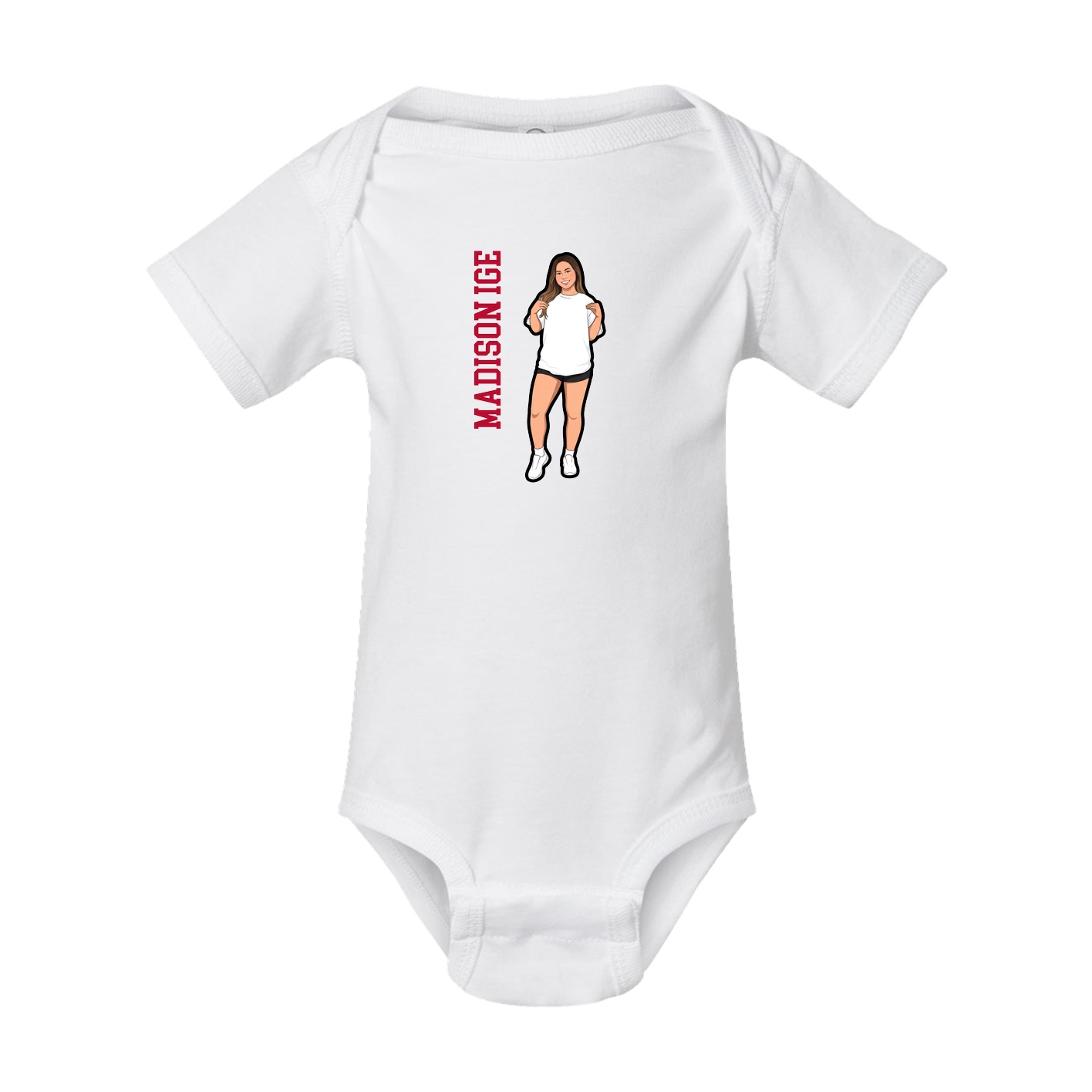 Baby Onesie — Name Vertical in White
