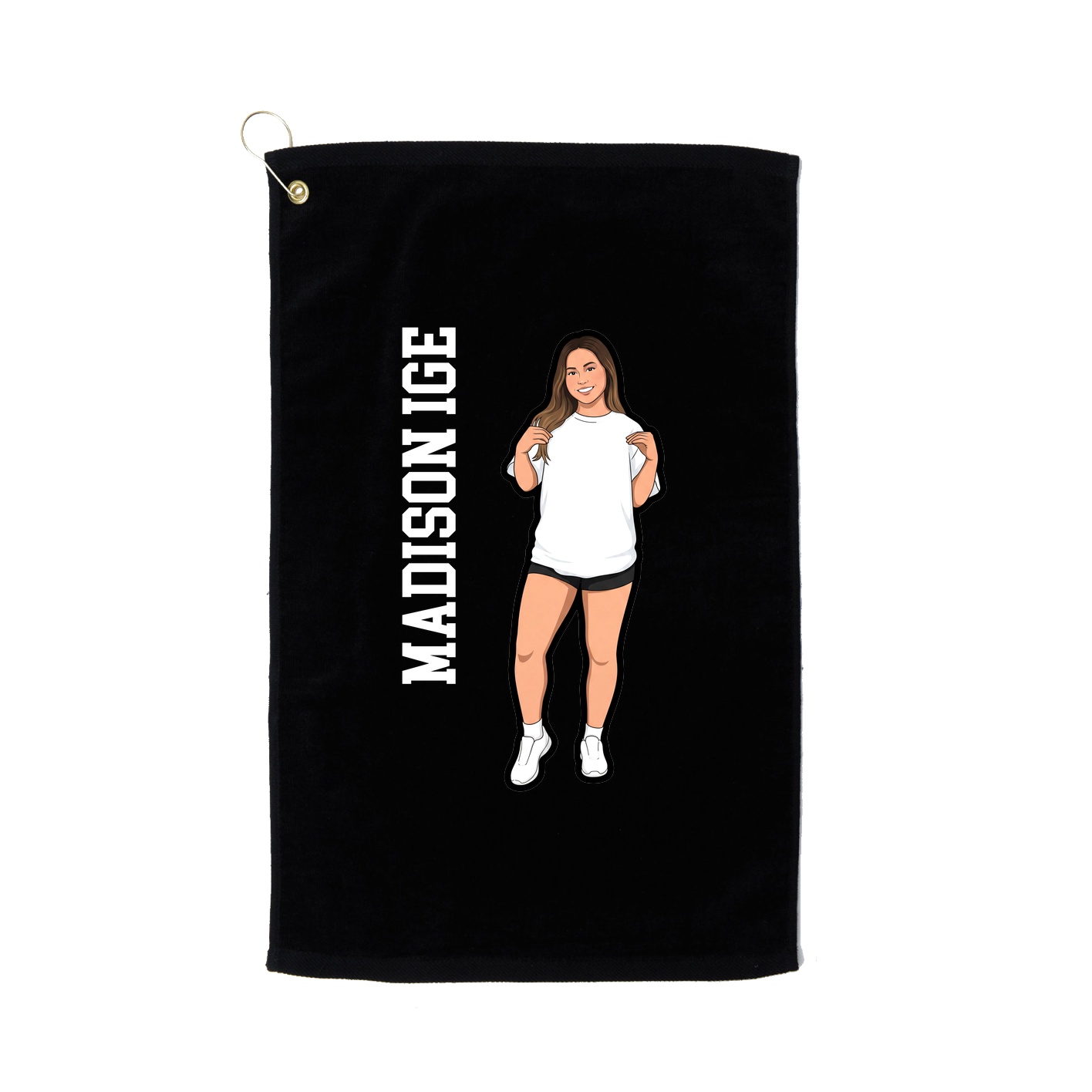 Golf Towel — Name Vertical in Black
