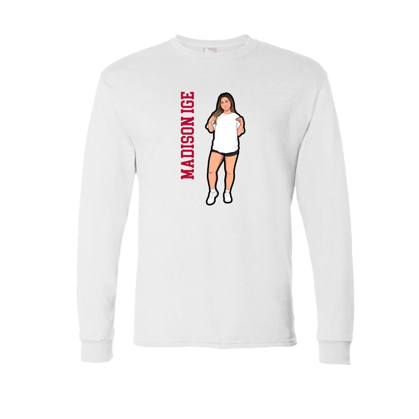 Long Sleeve Tee — Name Vertical in White