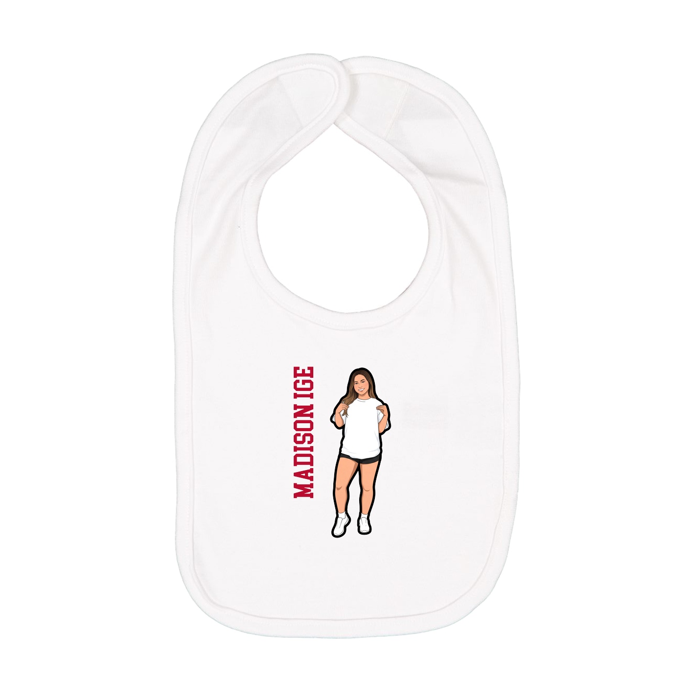 Infant Bib — Name Vertical in White
