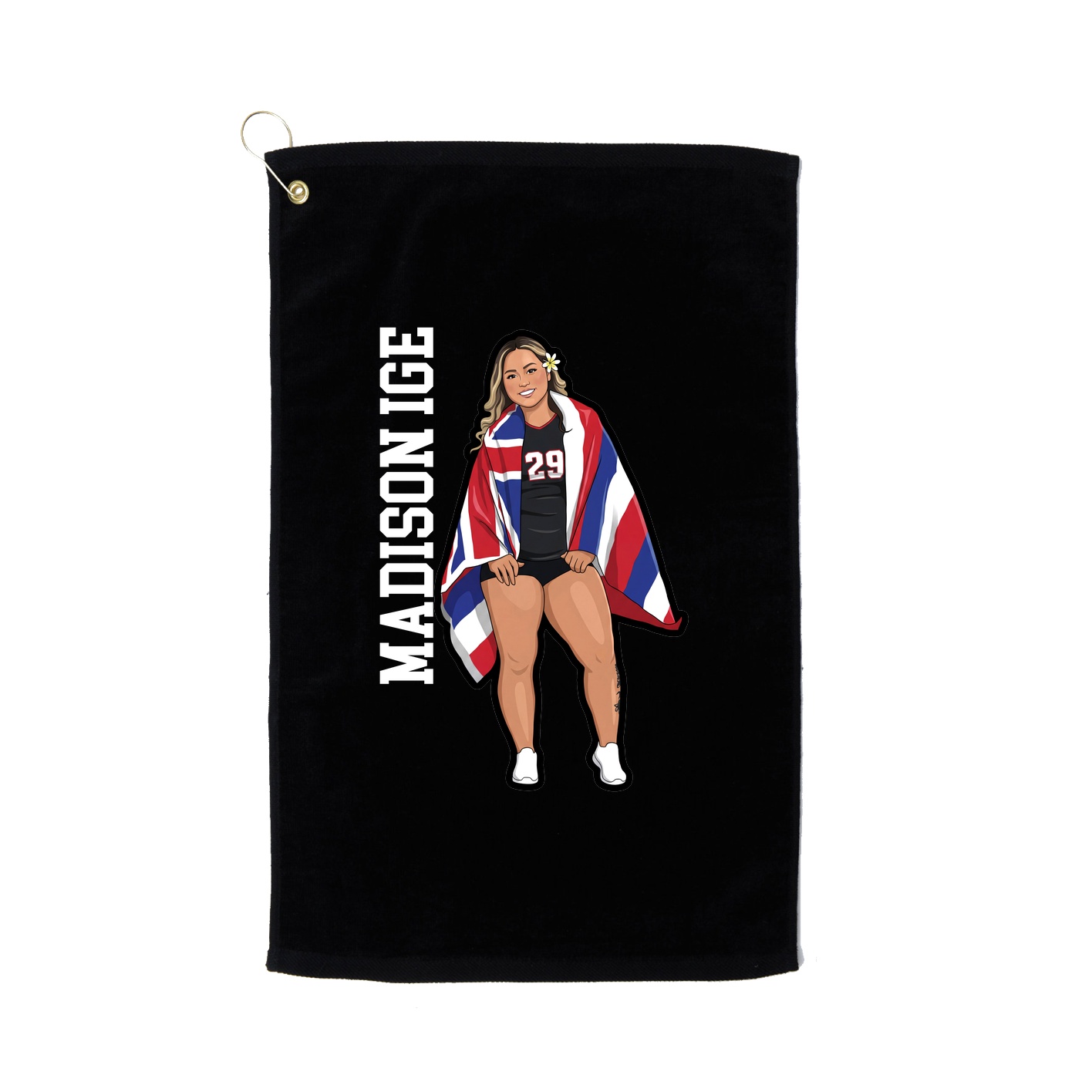 Golf Towel — Name Vertical in Black