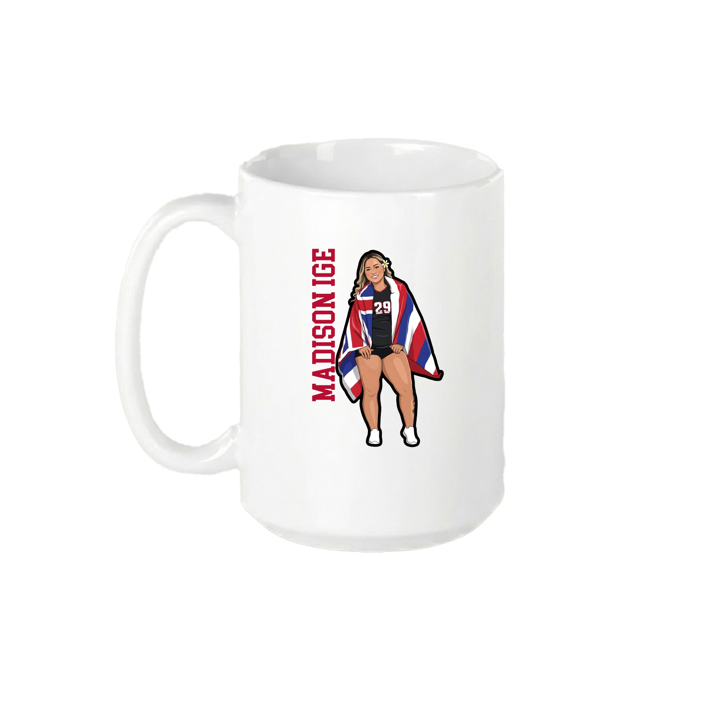 15oz Coffee Mug — Name Vertical in White