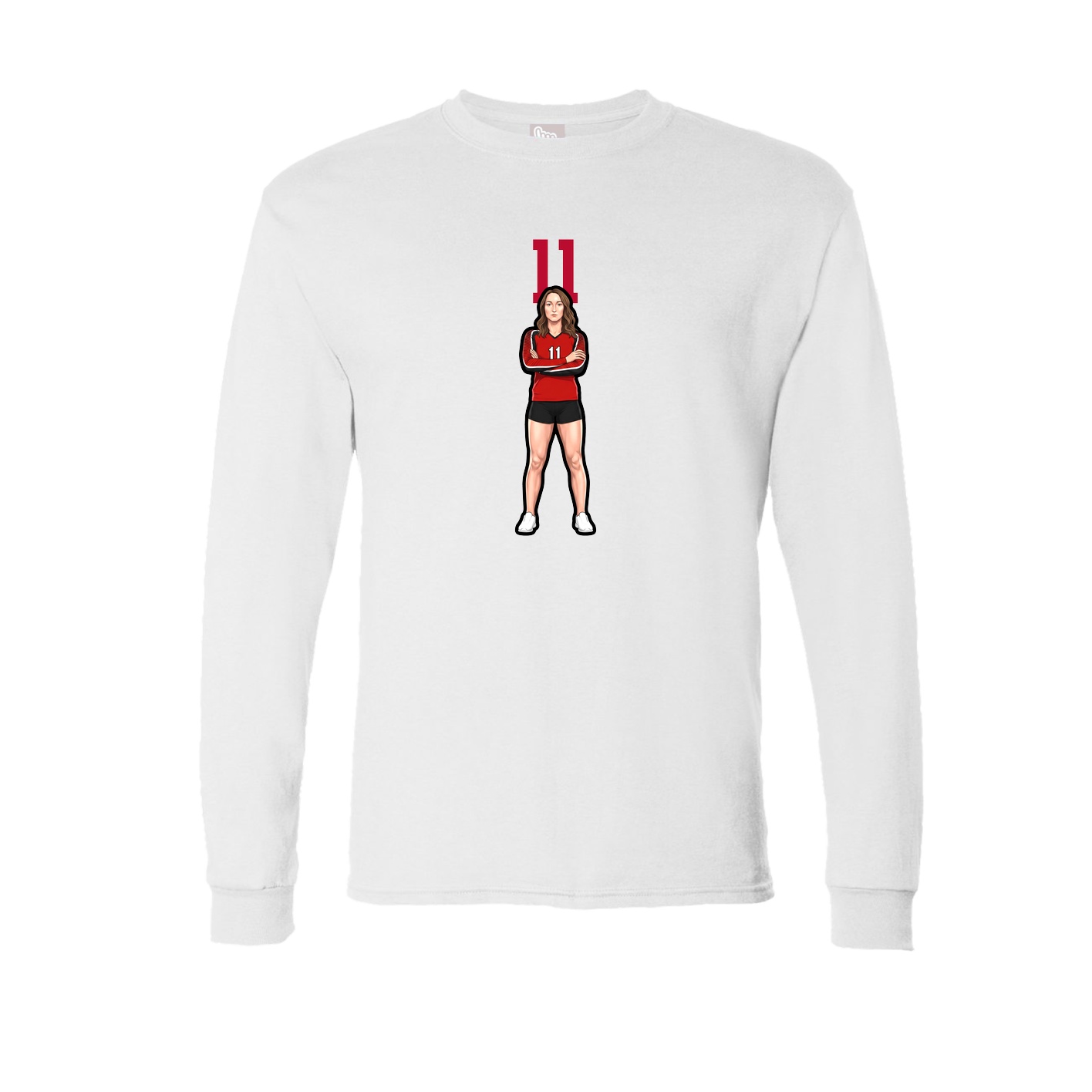 Long Sleeve Tee — Number Top in White